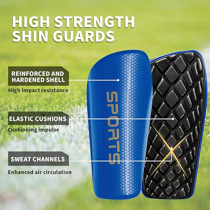 Soccer Shin Guards for Kids Youth Adults - Shin Pads and Sleeves with Optimized Insert Pocket for Boys Girls Men Women for Football Games - Protective Soccer Equipment