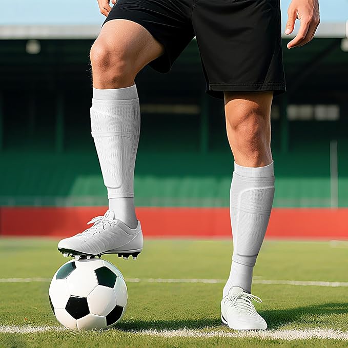 XZQTIVE Soccer Shin Guards with Shin Sleeves and Soccer Socks, Football Shin Pads Set for Kids Youth and Adult