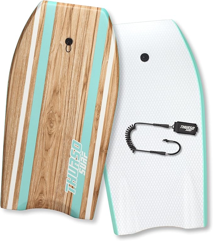 THURSO SURF Quill 42'' Bodyboard Lightweight Durable EPS Core IXPE Deck HDPE Slick Bottom FRP Stringer Crescent Tail Dual Channel Plastic Mesh with Double Stainless Steel Swivel Coiled Wrist Leash