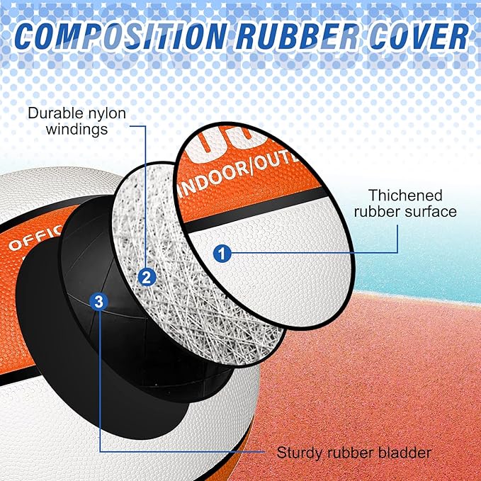 Libima 4 Pcs Rubber Basketball with Pump Official Size Indoor Outdoor Basketball Game Practice Training Kid Teen Women Men Streetbball Sport Gift Back to School