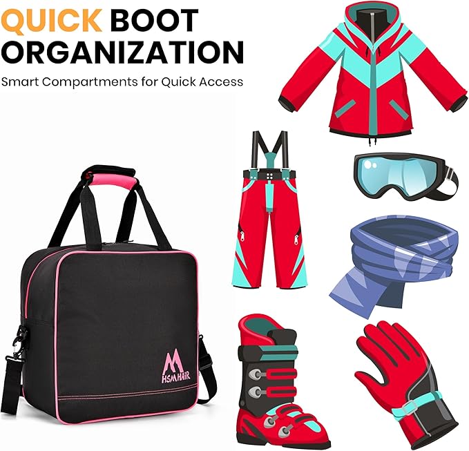 Ski Bag and Boot Bag Combo,Padded Ski Bag Set for Air Travel,Snow Ski Bags for Adults,Water- resistant Ski Boot Bag Fits for Skis Up to 200 CM and Boots Up To Size US13