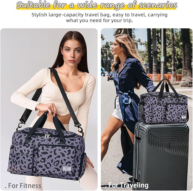 FIORETTO Women's Gym Duffle Bag with Shoes Compartment, 37L Capacity, Ideal for Travel, Gym, Sports, Duffel, Weekender