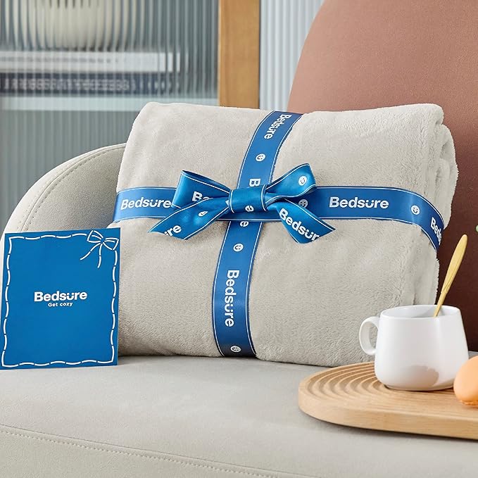 Bedsure Fleece Bed Blankets Full Size Linen - Soft Lightweight Plush Fuzzy Cozy Luxury Blanket Microfiber, 84x90 inches