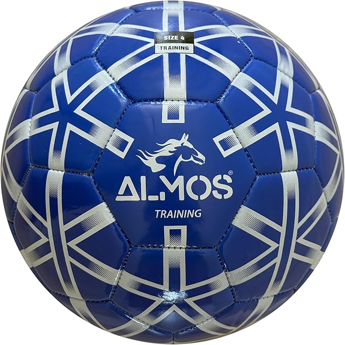 Almos Training Soccer Ball – for Club Match, Training, Match Performance, Indoor & Outdoor Soccer, Suitable for Grass & Astro | PVC Soccer Ball | Size 4 & Size 5 for Adult Soccer Players, Blue |