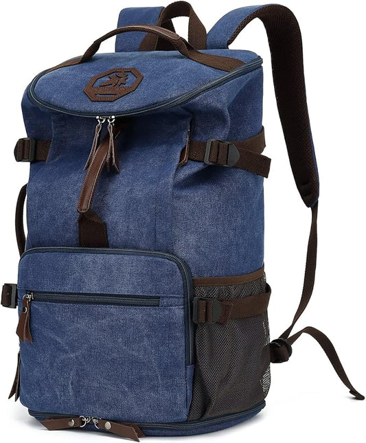 Kalesi Gym Duffle Bag Backpack 4-Way Vintage canvas with Shoes Compartment for travel Sport Hiking laptop (Vintage blue)