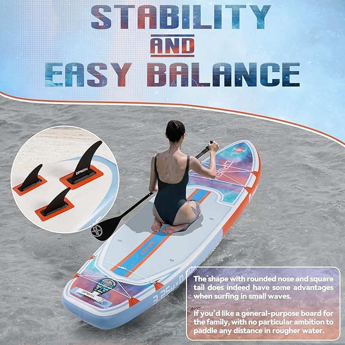UPWELL 11’6”/11'2”/11'/10'8”/10'6”/10'2” Inflatable Stand Up Paddle Board with sup Accessories Including Backpack, Repairing Kits, Non-Slip Deck, Leash, 3 Fins, Paddle and Hand Pump