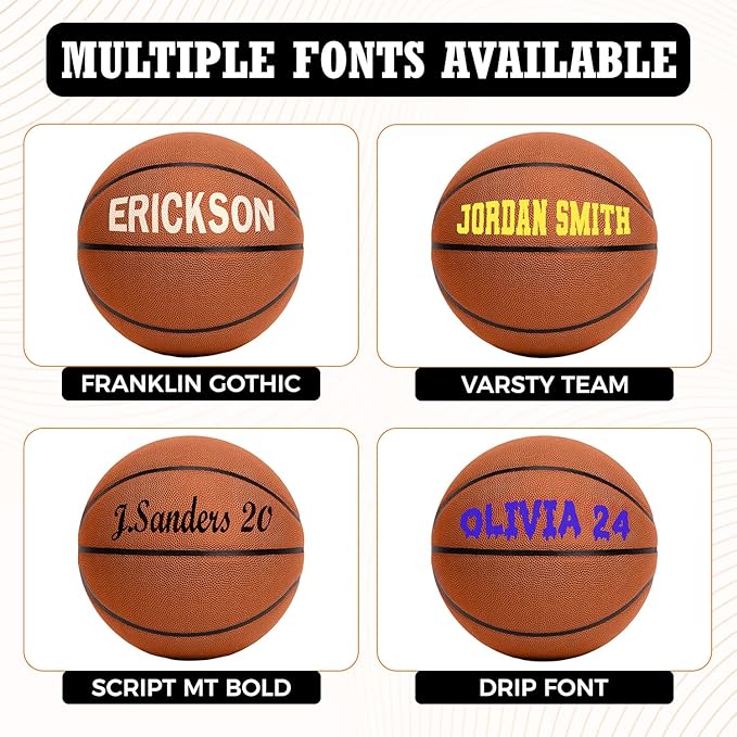 HAMMET Personalized Basketball – Customized Basketball with Your Name or Text – Multiple Colors, Fonts & Designs Available – Durable for Indoor and Outdoor - Ideal Gift for Son, Daughter, Boy or Girl
