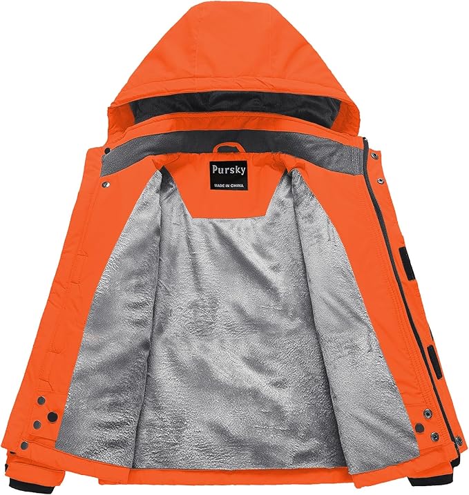 Pursky Boy's Waterproof Ski Jacket Kids Winter Snow Coats Fleece Raincoats Parka