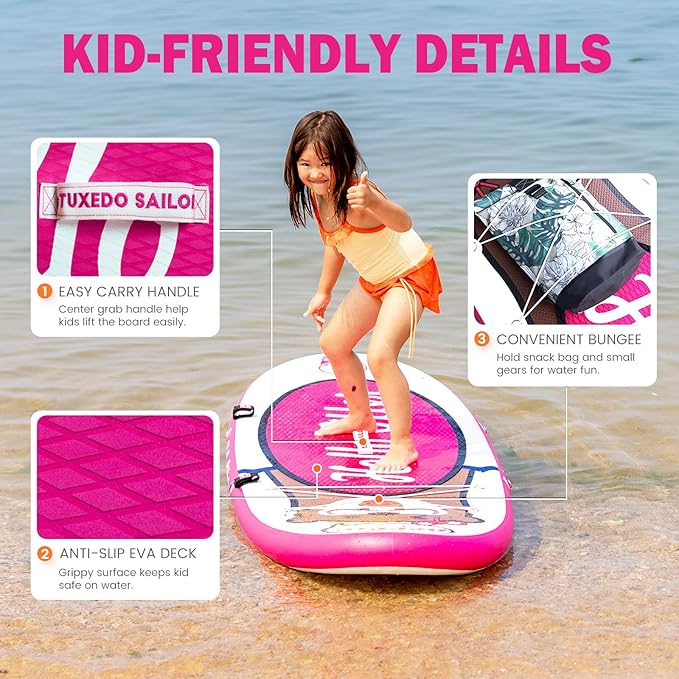 Tuxedo Sailor Kids Inflatable Paddle Board Lightweight and Safe Fishing Stand Up Paddle Board for Adults with Accessories