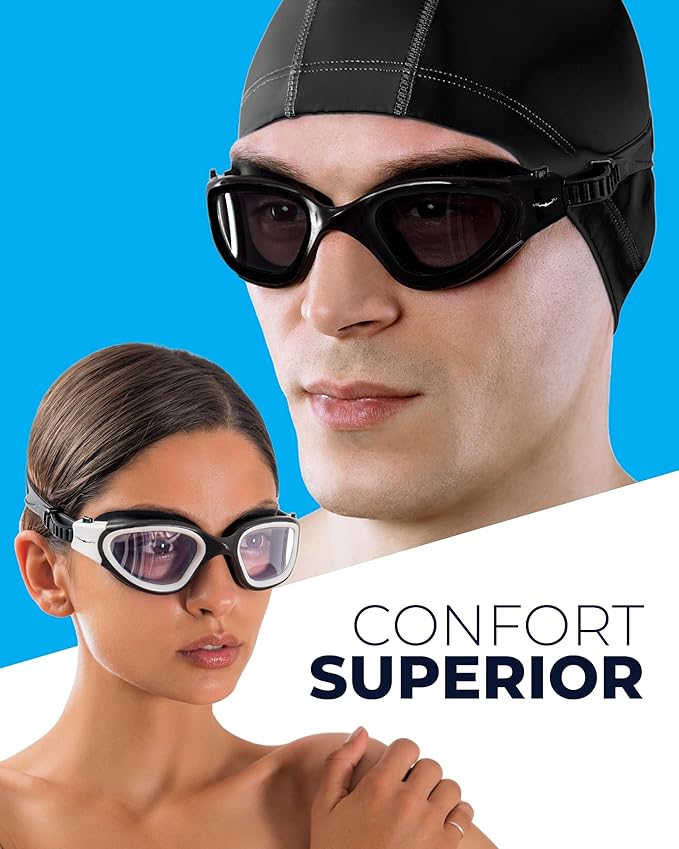 AqtivAqua Swimming Goggles, DX Wide View Swim Goggles for Adult Men Women, Anti Fog No Leaking