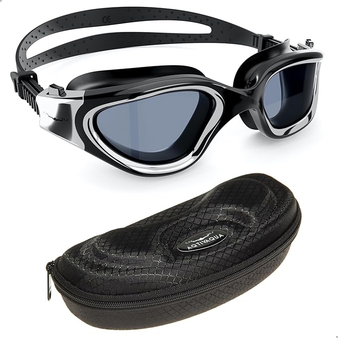 AqtivAqua Swimming Goggles, DX Wide View Swim Goggles for Adult Men Women, Anti Fog No Leaking
