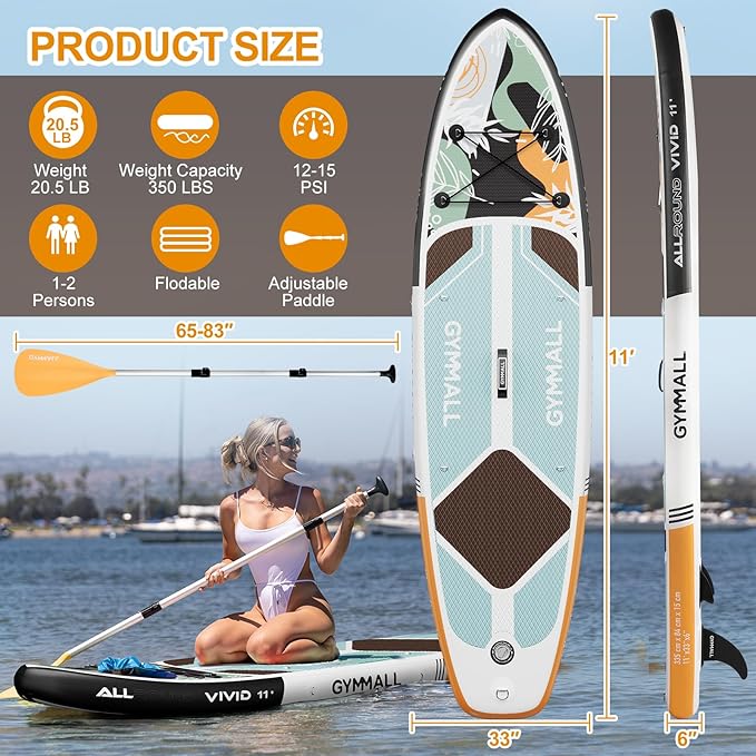 Paddle Board, Inflatable Stand Up SUP Paddle Boards for Adults & Youths of All Skill Levels, Wide & Non-Slip Deck Design Blow Up Paddleboards with Premium Accessories & Storage Bag