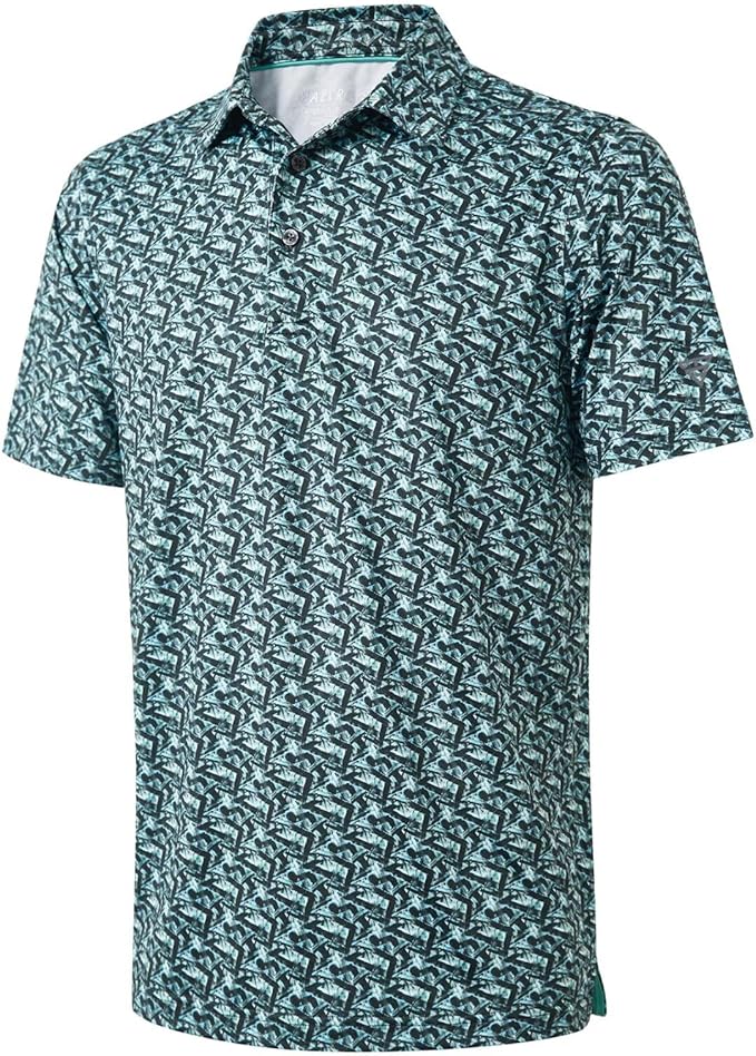 Men's Golf Polo Shirts Short Sleeve Striped Performance Moisture Wicking Dry Fit Golf Shirts for Men