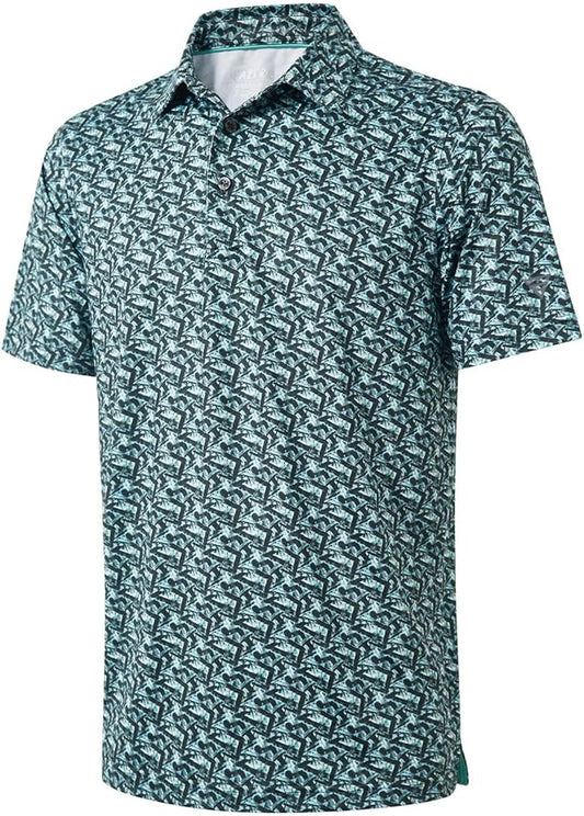 Men's Golf Polo Shirts Short Sleeve Striped Performance Moisture Wicking Dry Fit Golf Shirts for Men