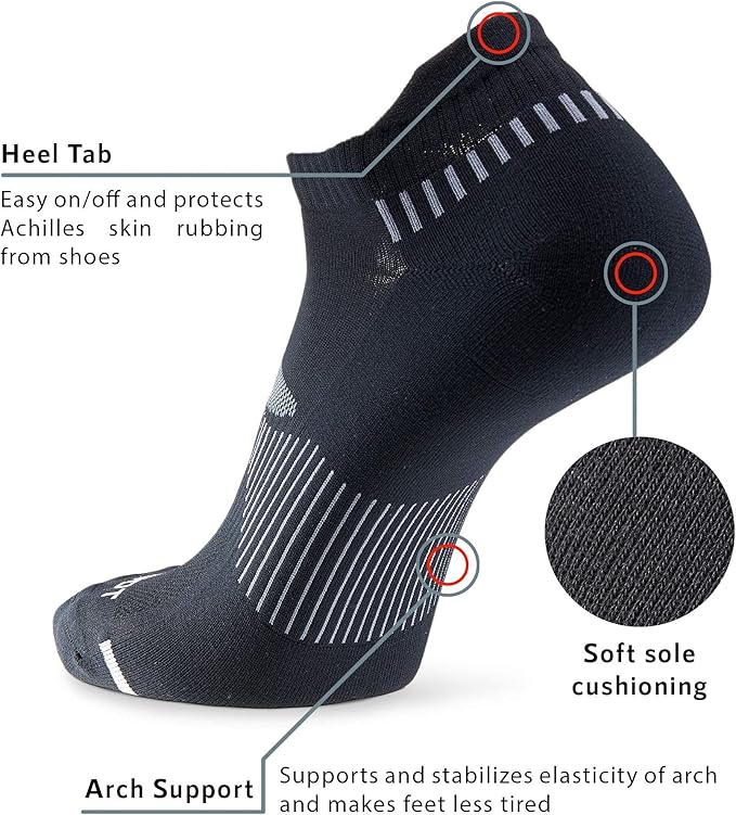 MONFOOT Men's/Women's 3-10 Pairs Silky Dry Athletic Cushion Ankle Socks, Multipack