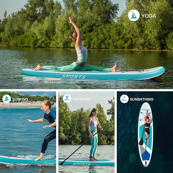 Panana Inflatable Stand Up Paddle Board, 10'x31 x6 SUP with Premium Paddle Board Accessories Kit, Anti-Slip EVA Deck for Adults Youth of All Skill Levels