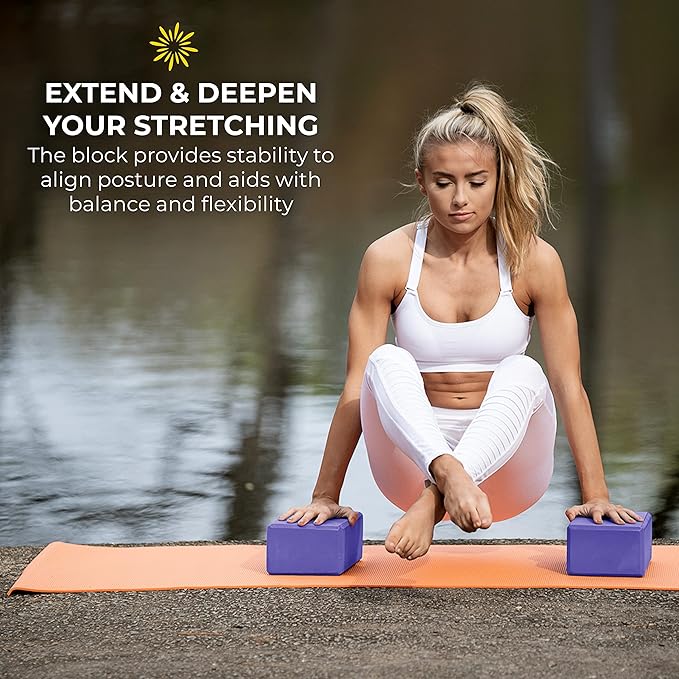 Sunshine Yoga 4" Yoga Block, 10 Pack Bulk EVA Foam Yoga Blocks, Firm and Supportive Yoga Brick, Balance Foam for Stretching, Pilates, and Workout, 4" x 6" x 9"