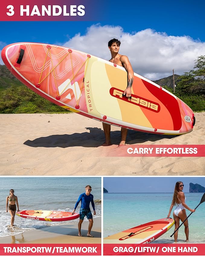Bigfly Inflatable Stand Up Paddle Board 11’*34”*6”, Blow Up Paddle Board for Adults,with Detachable Fins, Pump, Floating Paddle, Safety Leash,Backpack