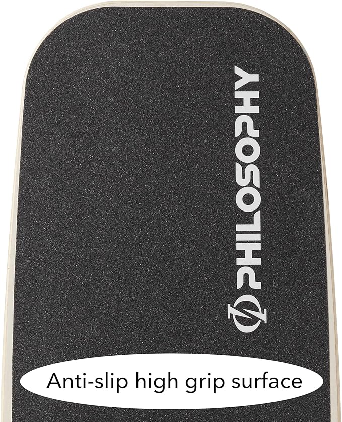 Philosophy Gym Balance Board - Wooden Balance Trainer with Adjustable Stoppers