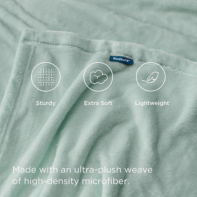 Bedsure Sage Green Fleece Blanket King Size - 280GSM Soft Lightweight Plush Cozy Blankets for Bed, Sofa, Couch, Travel, Camping