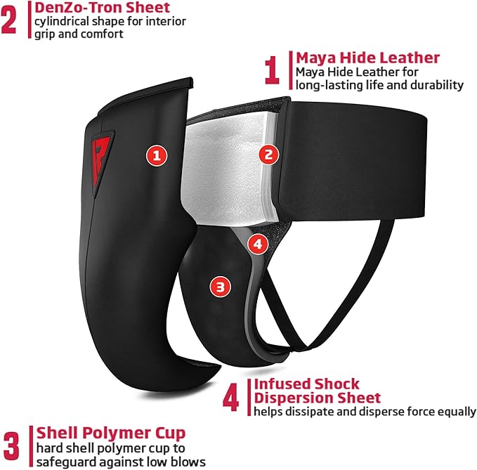 RDX Groin Protector for Boxing, Muay Thai, Kickboxing and MMA Training, Maya Hide Leather Abdo Gear for Martial Arts , SATRA Approved Abdominal Guard for Karate and Taekwondo