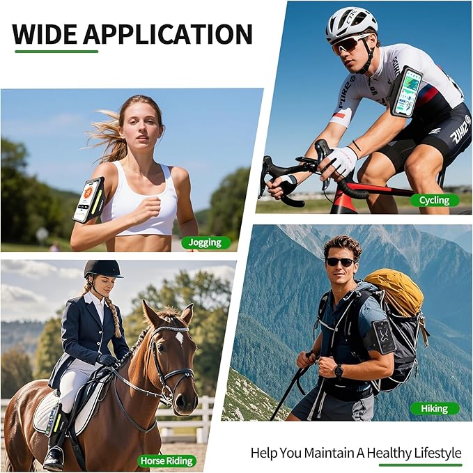 Running Armband with Earphone Bag for iPhone 16/15/14 Max/Pro/Plus & Galaxy S20/S10, Touchscreen Compatible, Phone Holder for Running with Card Slot & Key Pockets, Fit Up to 6.9 Phone