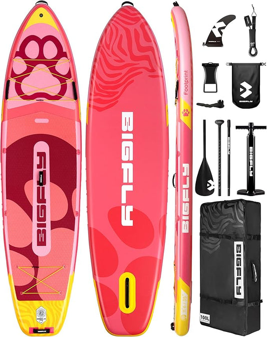 Bigfly 11'6×35" Super Wide Inflatable Stand Up Paddle Board, Ultra Stable Wide SUP for 2+1 People/Family/Big Size, 100L Backpack, All-Round Sup Board, US Big Fin