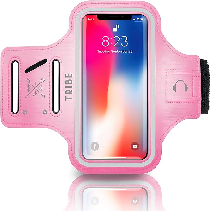 TRIBE Water Resistant Cell Phone Armband Case Running Holder for iPhone Pro Max Plus Mini SE (13/12/11/X/XS/XR/8/7/6/5) Galaxy S Ultra Plus Edge Note (21/20/10/9/8/7/6/5) Adjustable Strap & Key Pocket