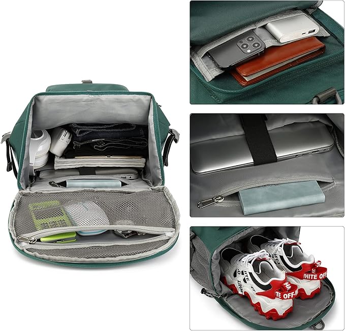 Kalesi Gym Duffle Bag Backpack 4-Way Waterproof with Shoes Compartment for travel Sport Hiking laptop (Green)