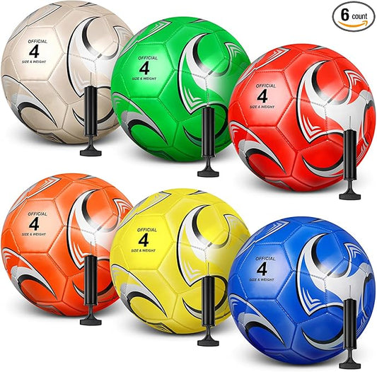 6 Pcs Operation Christmas Soccer Ball Bulk with Pump Needles, Size 3 4 5 Deflated Soccer Ball Gift for Youth Adult Game Training Practice Christian Charity Donation Supplies