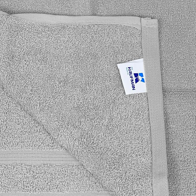 Kaufman - Premium Hand Towels Set for Bathroom, Spa, Gym, and Face Towel 100% Cotton Ring Spun, Ultra Soft Feel and Highly Absorbent Towels (12, Light Gray)