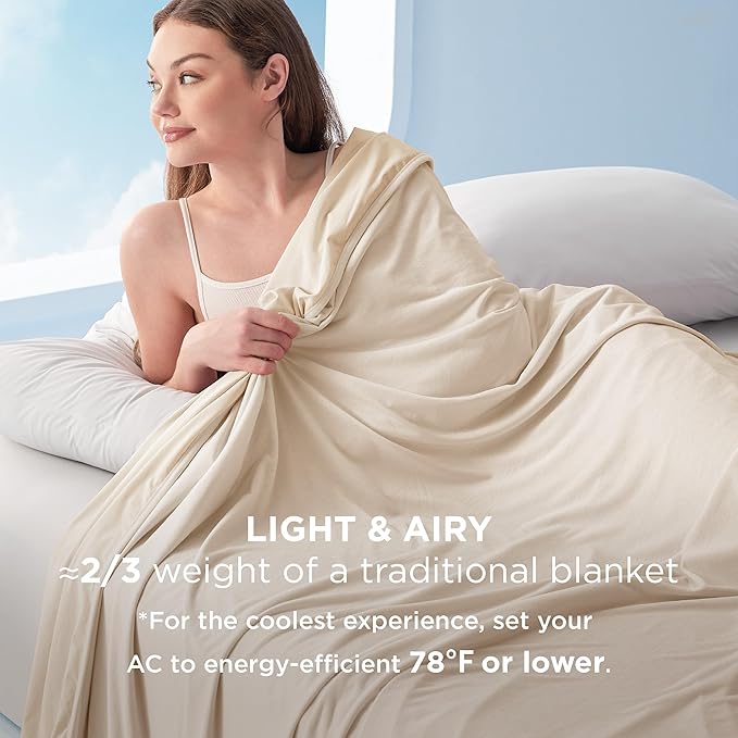Bedsure Summer Cooling Blanket King Size for Hot Sleepers with Sports Mesh Design, Arc-Chill Q-Max 0.4 Lightweight Breathable Ice Cold Blanket for Night Sweats, 108 x 90 Inches, Mesh Beige