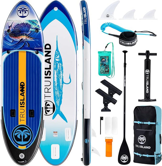 TRUISLAND Inflatable Paddle Board, Stand Up Paddle Board with Backpack, Non-Slip Thickened Deckpad, Waterproof Phone Case, Leash, Paddle, Hand Pump
