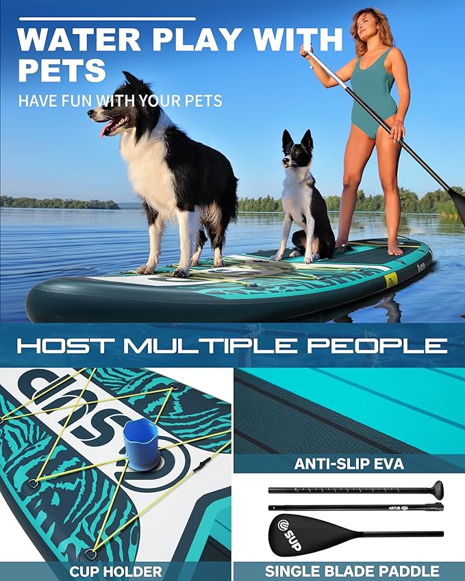 ESUP Inflatable Stand Up Paddle Board with Cup seat 33"/35" Wide Durable SUP, 11'/11'6" Stable Inflatable Paddle Boards for Adults & Youth of All Skill Levels