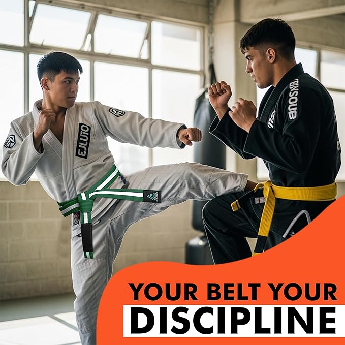 Brazilian Jiu Jitsu Belts Preshurunk Martial Arts Youth BJJ Belts for Girls & Boys with BJJ Ranking Stripes