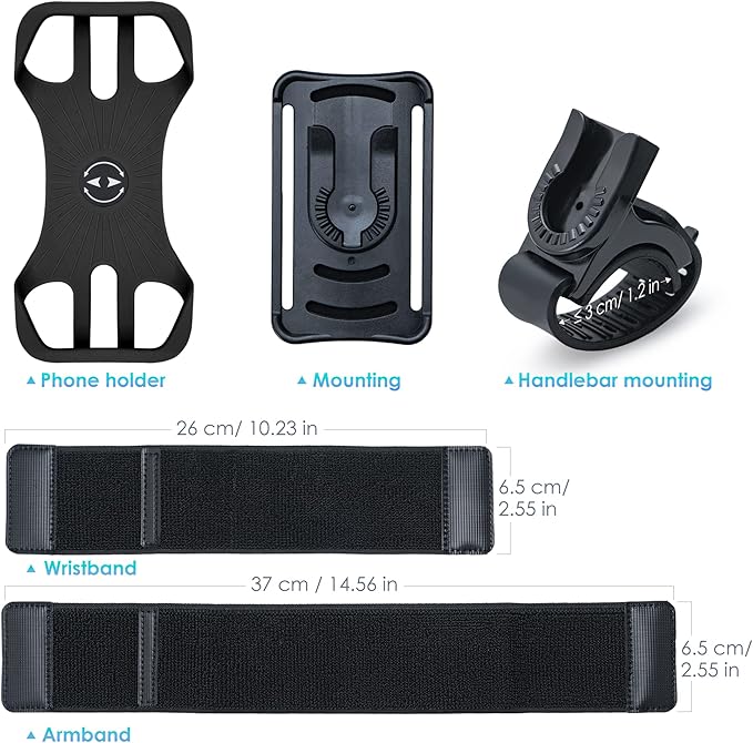 Cikyner Running Armband, 3 in 1 Running Phone Holder Sports Armband Bicycle Phone Holder 360° Rotatable & Detachable Running Phone Armband for 4.5-7'' iPhone Huawei for Gym Running Hiking