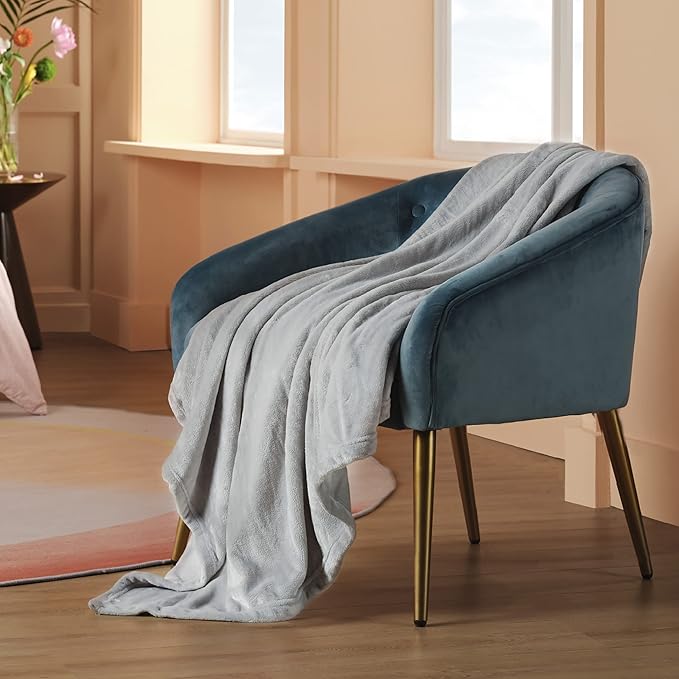 Bedsure Twin XL Fleece Blanket Dorm Bedding - Lightweight Soft Cozy Blankets for Bed, Sofa, Couch, Travel, Camping,Light Grey, 66"x90"