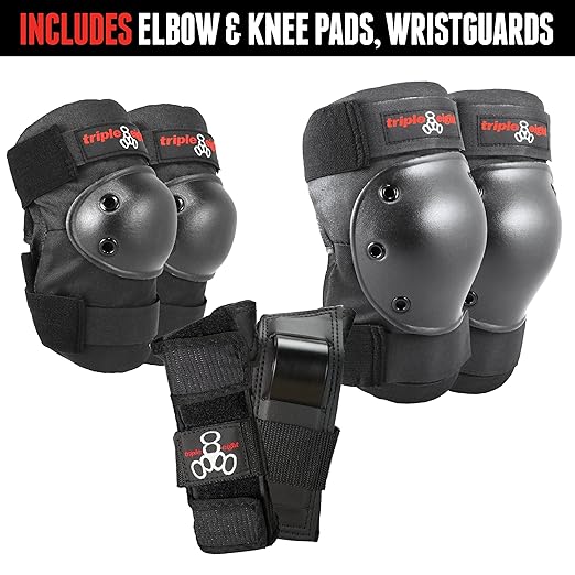 Triple Eight Saver Series Pad Set with Kneesavers, Elbowsavers and Wristsavers, Medium, Black (604352 60014)