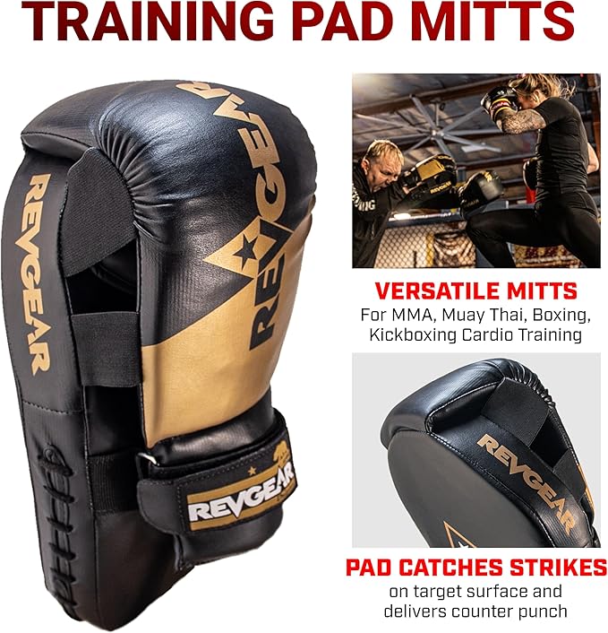 Revgear Phoenix Boxing Mitts and Pads Pair (All in One - Target & Glove) - Ideal Boxing Equipment for Men, Women, Kids - Perfect for MMA, Muay Thai, Kickboxing, Sparring, and Boxeo Training