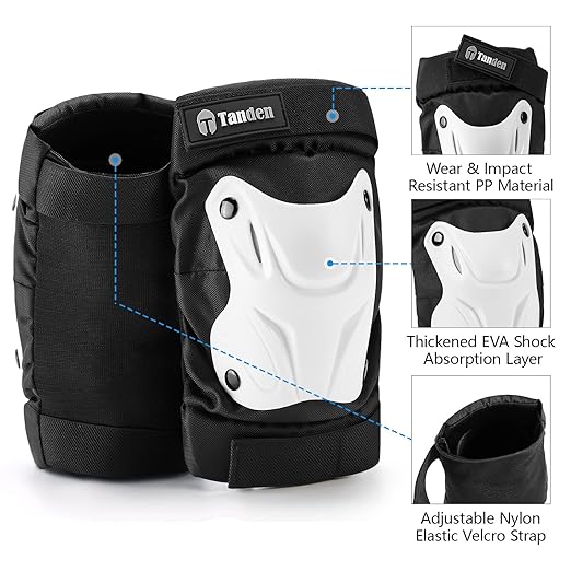 Skating Protective Gear Adult Knee and Elbow Pads Wrist Guards for Roller Skating Skateboarding, Skate Pads Adult Knee Pads for Men Women White