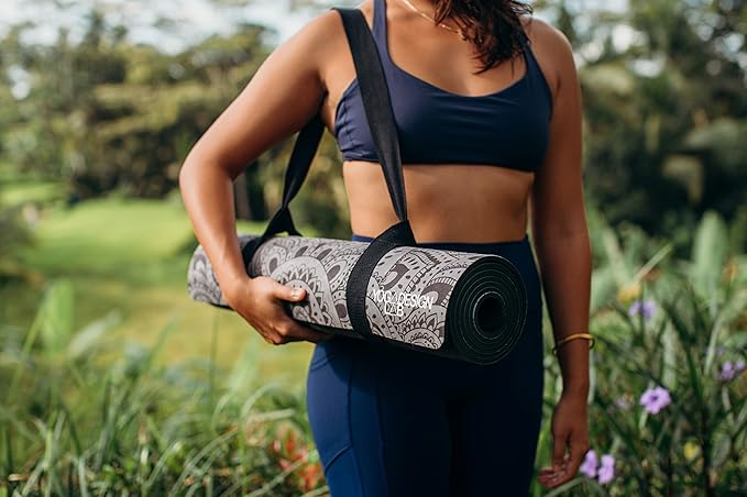 YOGA DESIGN LAB | The Combo Yoga Mat | 2-in-1 Mat+Towel | Eco Luxury | Ideal for Hot Yoga, Power, Bikram, Ashtanga, Sweat | Studio Quality | Includes Carrying Strap!