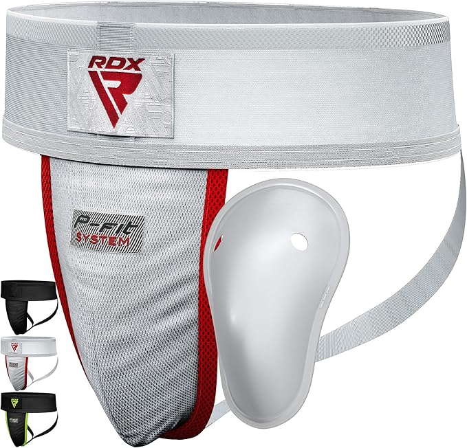 RDX Groin Protector Cup Men, Boxing Kickboxing MMA Muay Thai Sparring Groin Guard, Ventilated Adjustable,Karate Fighting Training, Underwear Jiu Jitsu BJJ Protection, Boys Youth