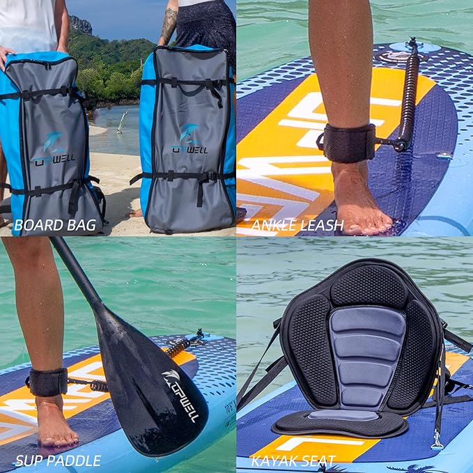 UPWELL 10'6"/11'/11'6" Inflatable Paddle Board, Stand Up Paddlboard for Youth & Adults, Stable Design, Premium SUP Accessories, Backpack, Leash, Hand Pump, Fins