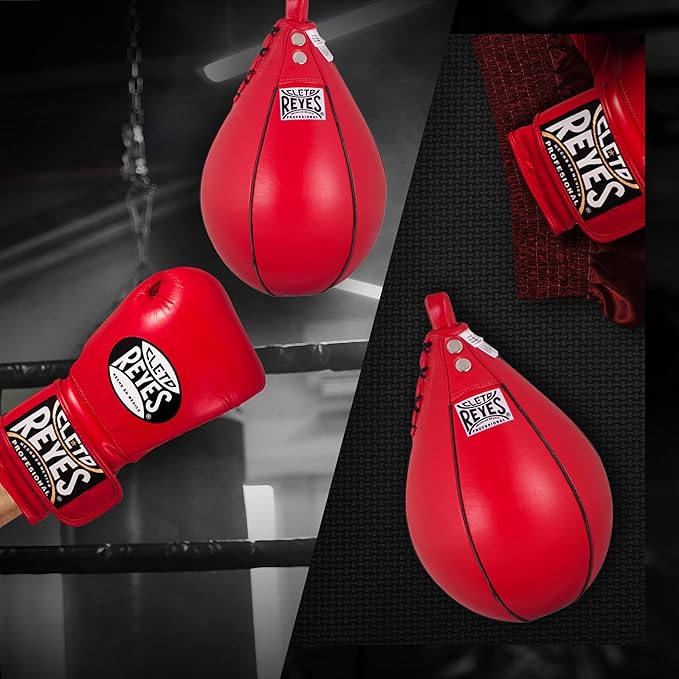 CLETO REYES Platform Leather Punching Speed Bag for Boxing, MMA, Muay Thai, Training Equipment, Classic Red, Small