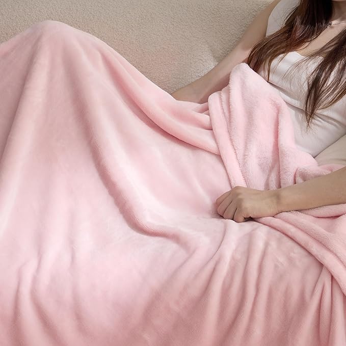 Bedsure Pink Fleece Throw Blanket for Couch - 300GSM Cozy Soft Blankets for Women, Cute Small Fleece Throws for Girls, Pink Home Decor Gifts, 50x60 Inches
