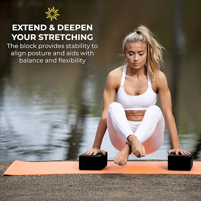 Sunshine Yoga 4" Yoga Block, 10 Pack Bulk EVA Foam Yoga Blocks, Firm and Supportive Yoga Brick, Balance Foam for Stretching, Pilates, and Workout, 4" x 6" x 9"