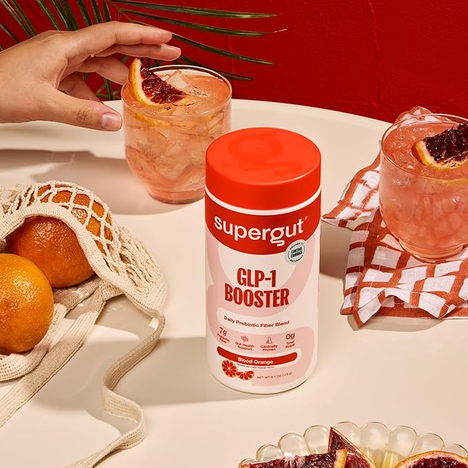 Supergut Gut Healthy Flavored GLP-1 Booster, Blood Orange - High Fiber GLP-1 Supplement Powder for Women & Men - Sugar-Free Drink Mix for Gut Health & Digestive Support (18 Servings)