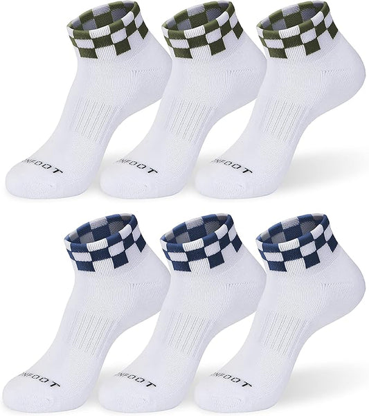 MONFOOT Men's/Women's 6 Pairs Daily Cushion Comfort Fit Performance Quarter Ankle Socks Multipack