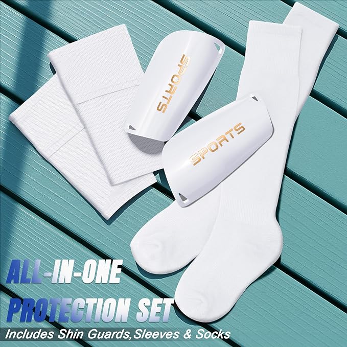 XZQTIVE Soccer Shin Guards with Shin Sleeves and Soccer Socks, Football Shin Pads Set for Kids Youth and Adult