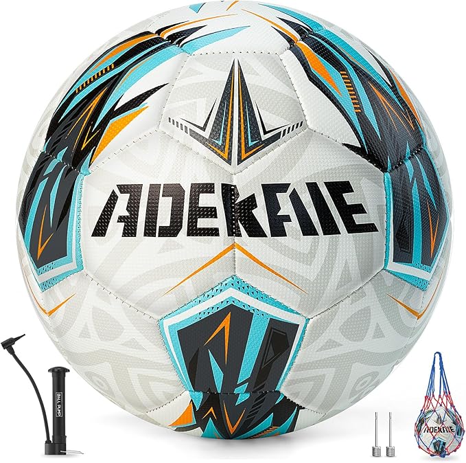 Soccer Ball Size 5 for All Age Recreational or Professional Outdoor Practice, PU Official Size&Weight, Size 5 Soccer Ball for Boys Youth Adults College Team, Ideal Gifts with Pump and Carry Net